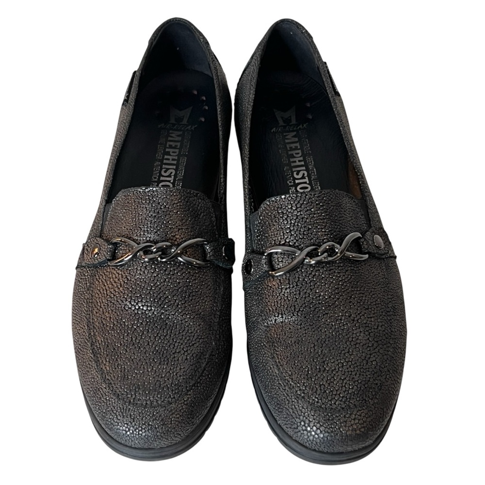 Mephisto Juliana Moccasin Air-Relax Genuine Leather Grey Loafers Womens Size 10